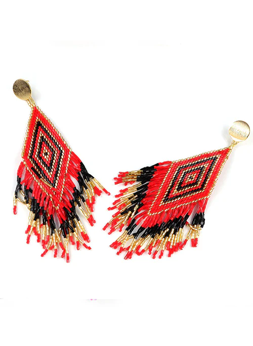 Anitha Beaded Earrings in Red - Budpants