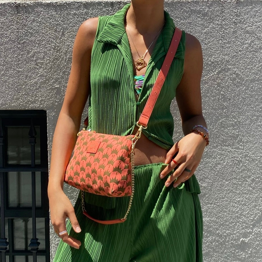 Crown Print Sling Bag - Coral - Budpants