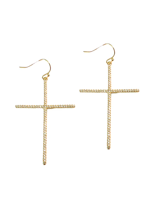 Large CZ Cross Earrings - Budpants