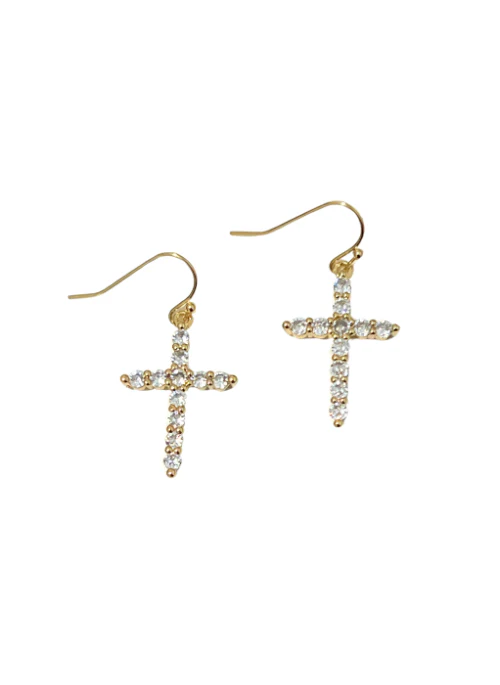 Small CZ Cross Earrings - Budpants