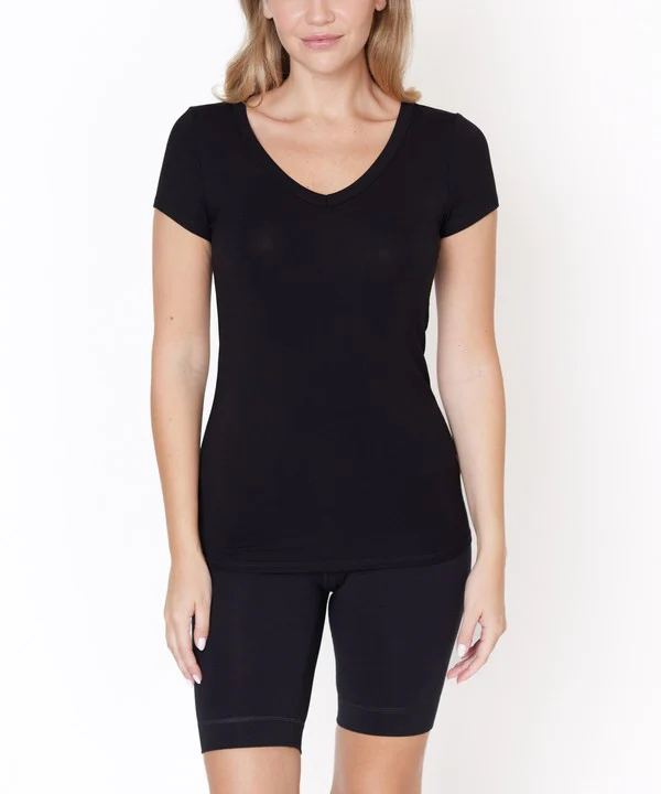 BAMBOO V NECK FITTED TOP - Budpants