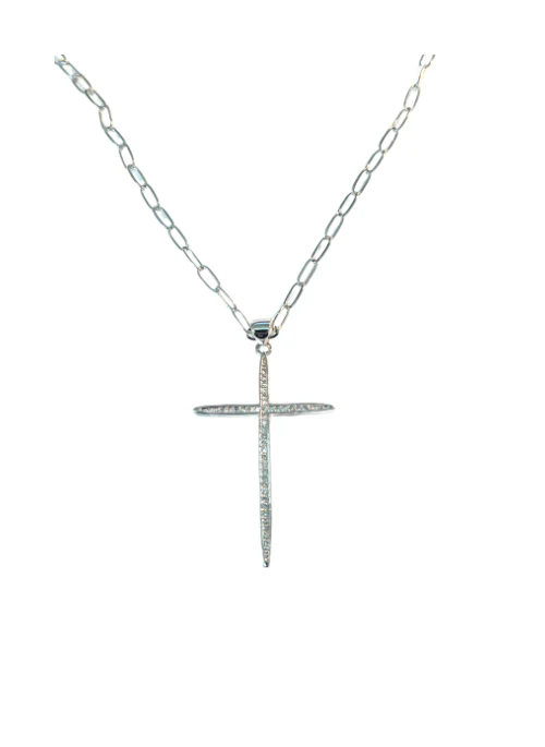 CZ Cross Necklace Silver - Budpants