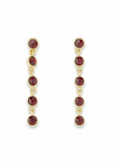 Crystal Drop Earrings Red - Budpants