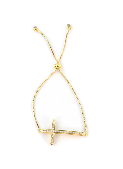 CZ Cross Bolo Bracelet - Budpants