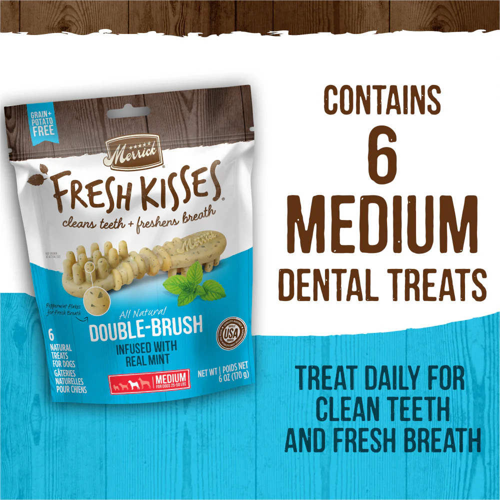 Merrick Fresh Kisses Dog Dental Treats With Mint Breath Strips Dog Treats for Medium Breeds - Budpants