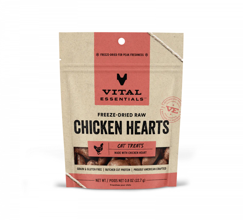 Vital Essentials Freeze Dried Grain Free Chicken Hearts Limited Ingredient Cat Treats - Budpants