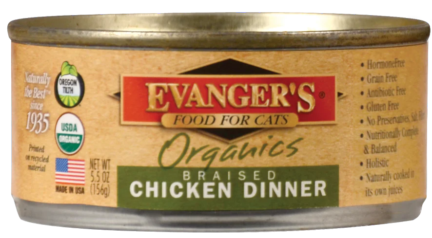 Evangers Organic Braised Chicken Canned Cat Food - Budpants