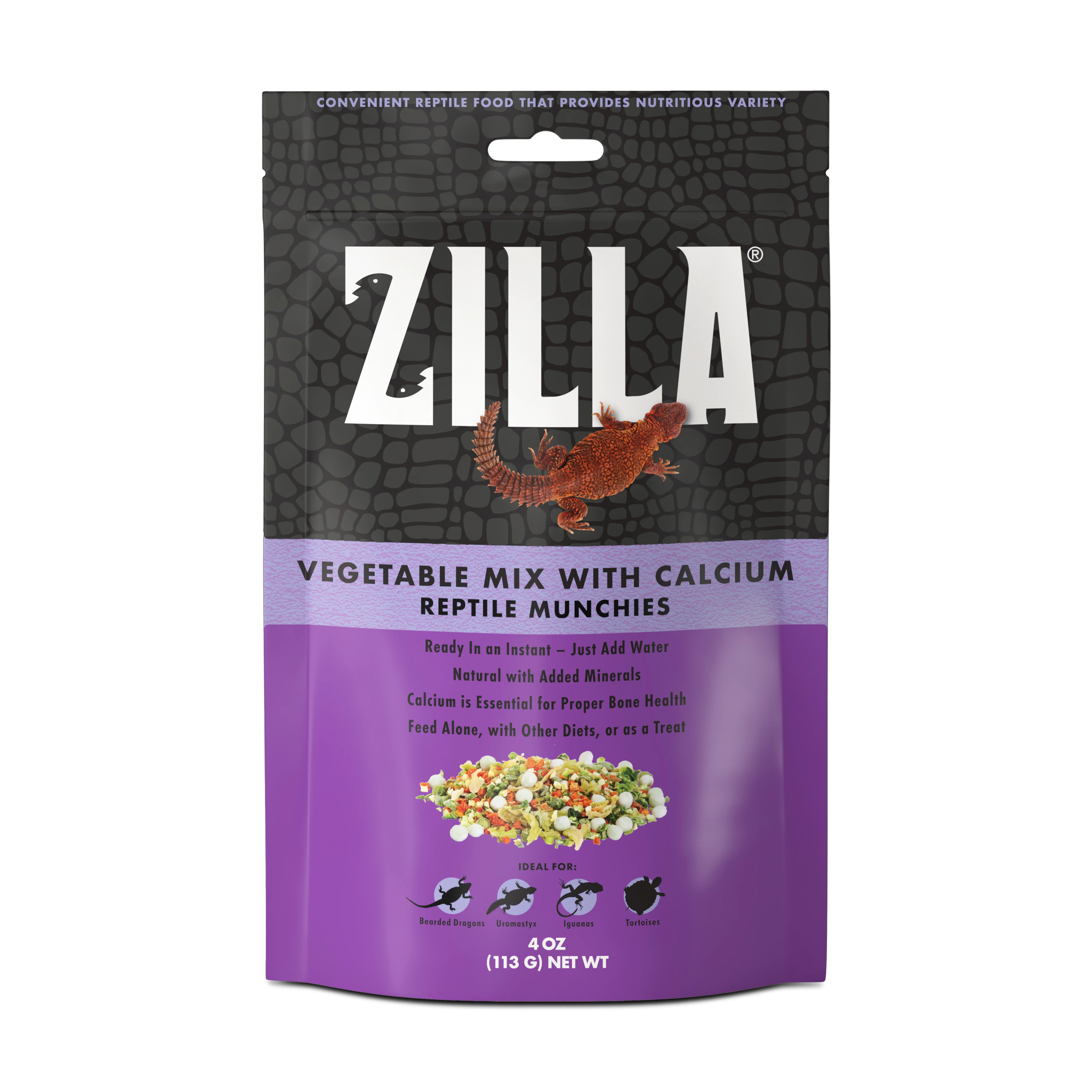 ZILLA REPTILE MUNCHIES VEGETABLE MIX WITH CALCIUM 4oz - Budpants