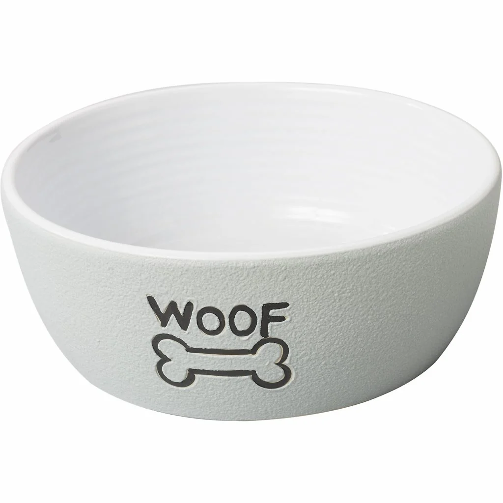 ETHICAL NANTUCKET WOOF DOG DISH GRAY 5-in - Budpants