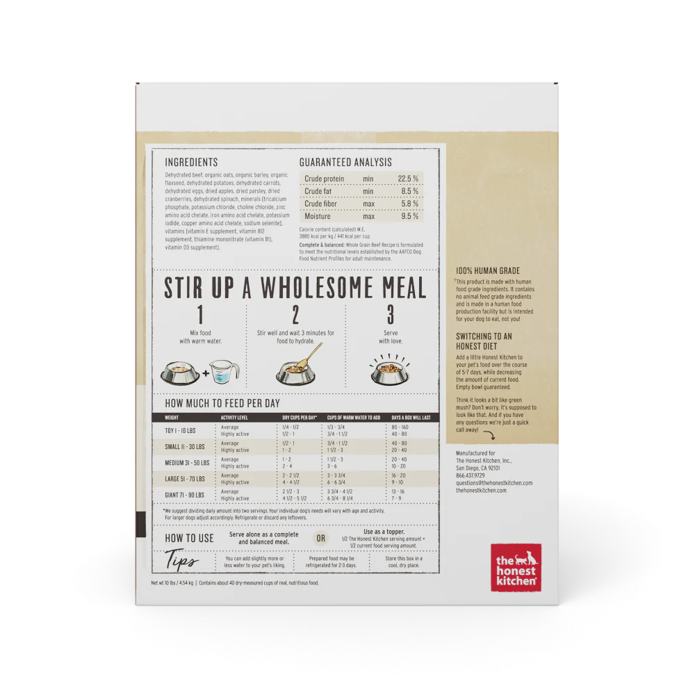 The Honest Kitchen Whole Grain Beef Recipe Dehydrated Dog Food - Budpants