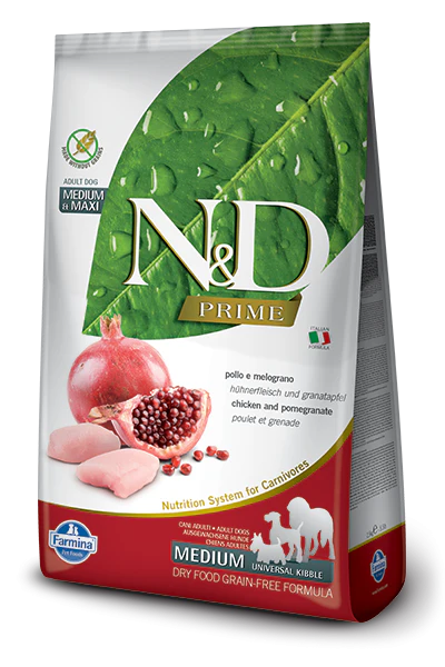 Farmina Prime N&D Natural & Delicious Grain Free Medium Adult Chicken & Pomegranate Dry Dog Food - Budpants