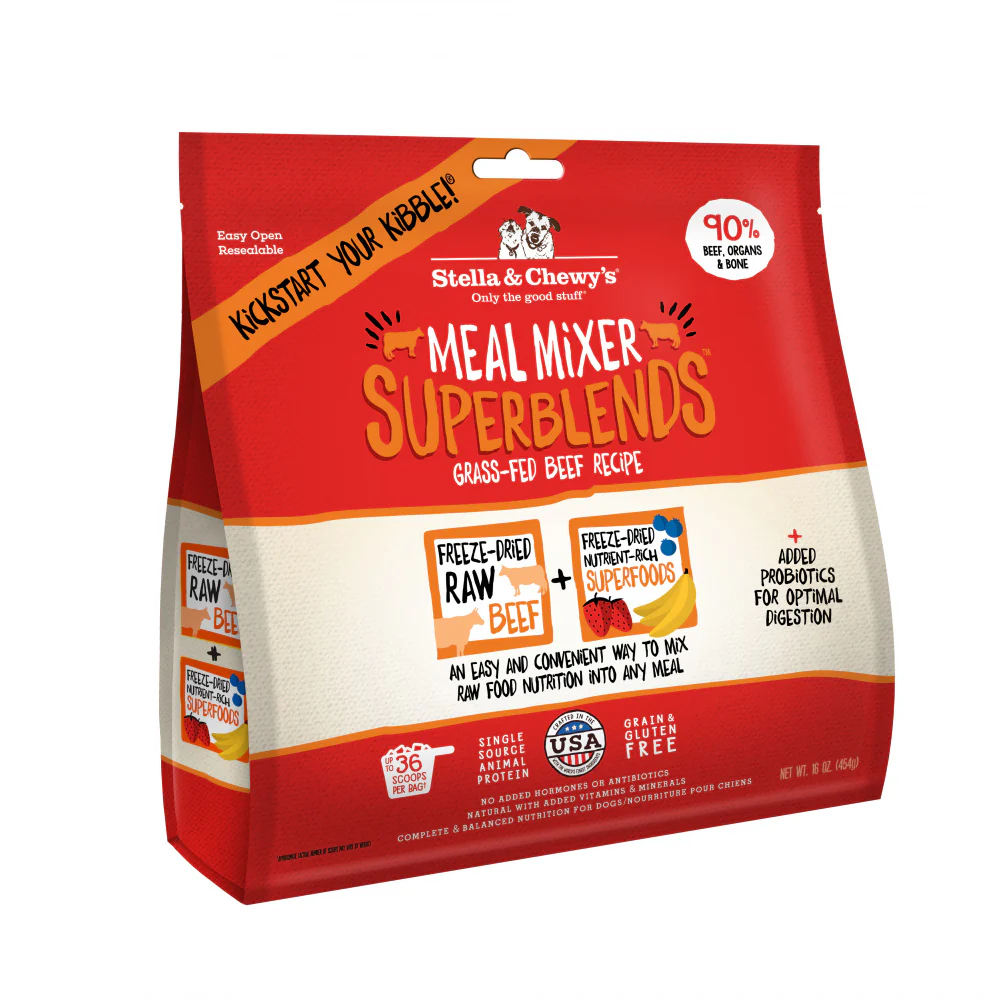 Stella & Chewy's Freeze Dried Raw Grass Fed Beef Meal Mixer SuperBlends Grain Free Dog Food Topper - Budpants
