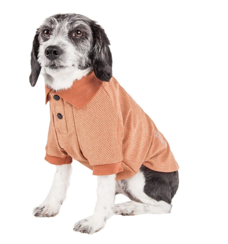 Pet Life Active Relax Stretch Fur Flexed Tan Polo Dog T-Shirt - Budpants