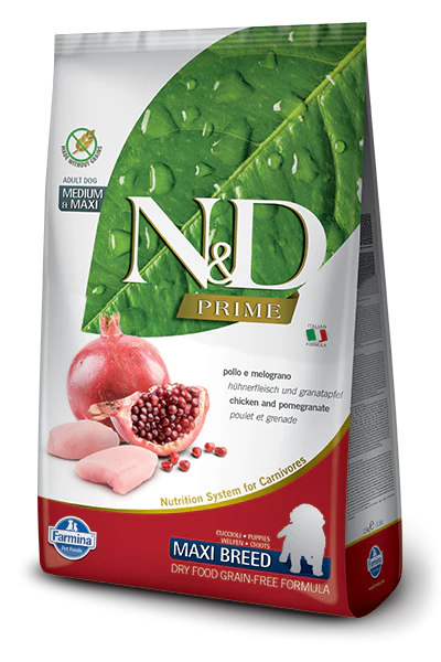 Farmina N&D Natural and Delicious Grain Free Maxi Puppy Chicken & Pomegranate Dry Dog Food - Budpants