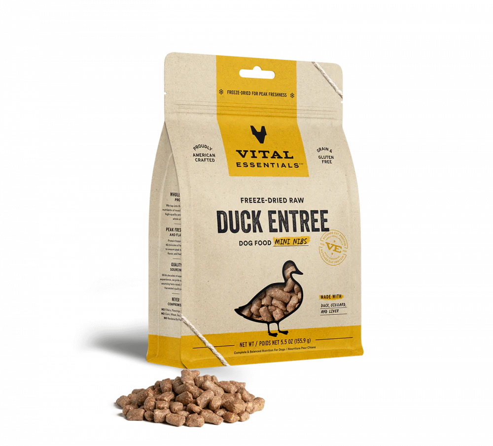 Vital Essentials Freeze Dried Grain Free Duck Mini Nibs Entree for Dogs Food - Budpants