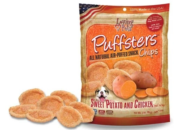 Loving Pets Puffsters Chips Sweet Potato and Chicken Air Puffed Dog Treats - Budpants