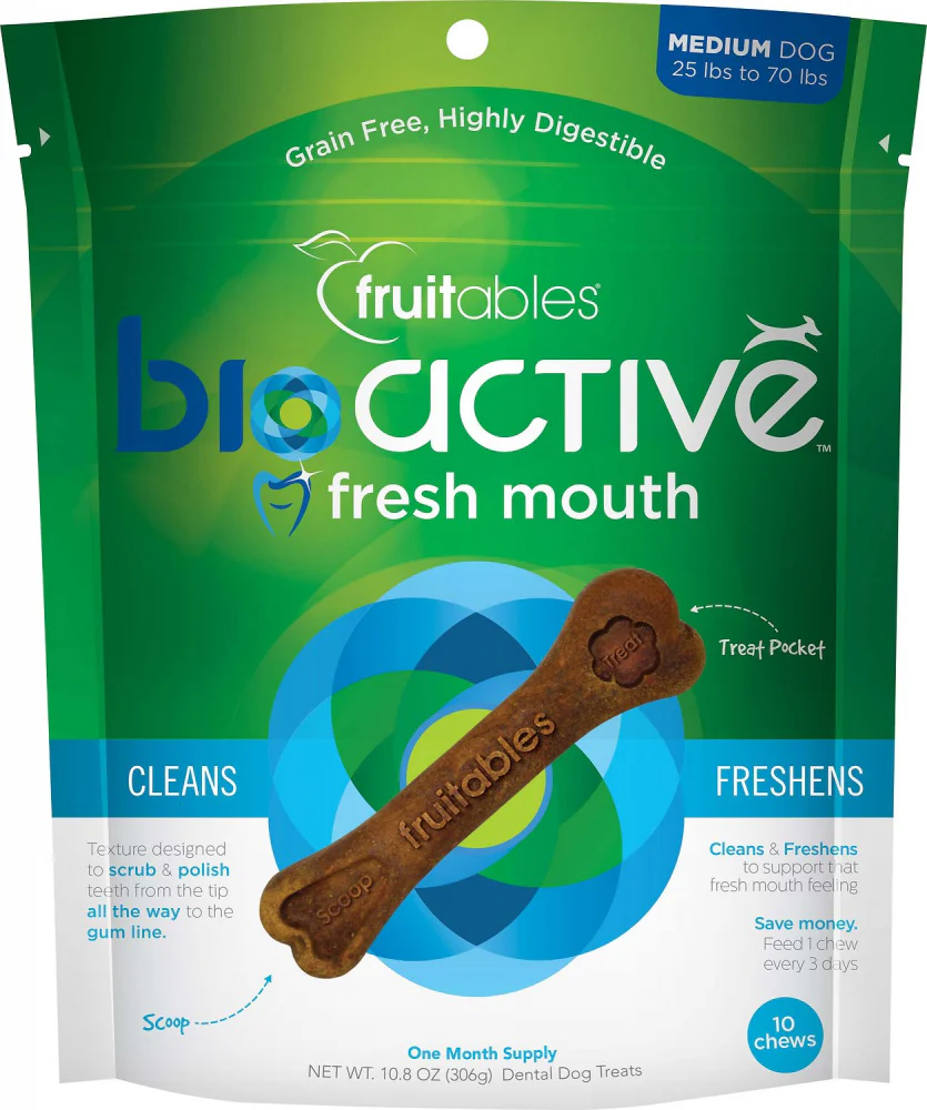 Fruitables BioActive Fresh Mouth Grain Free Dental Chews for Dogs - Budpants