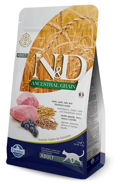 Farmina N&D Natural & Delicious Low Grain Adult Lamb & Blueberry Dry Cat Food - Budpants