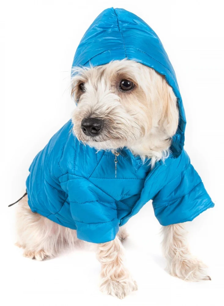 Pet Life Adjustable Blue Sporty Avalanche Dog Coat with Pop Out Zippered Hood - Budpants