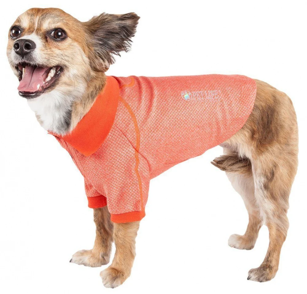 Pet Life Active Relax Stretch Fur Flexed Orange Polo Dog T-Shirt - Budpants