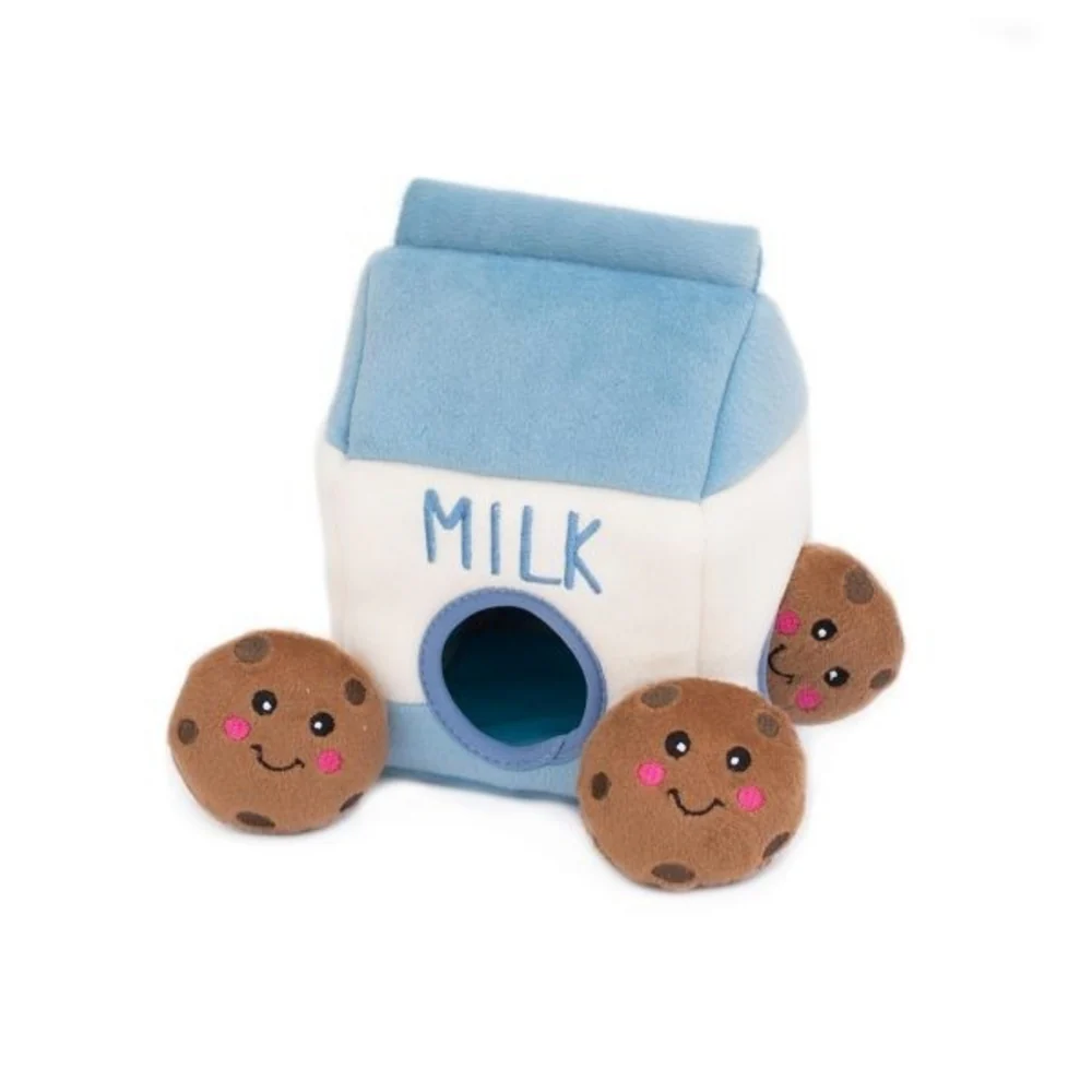 ZippyPaws Zippy Burrow Milk & Cookies Hide & Seek Puzzle Dog Toy - Budpants