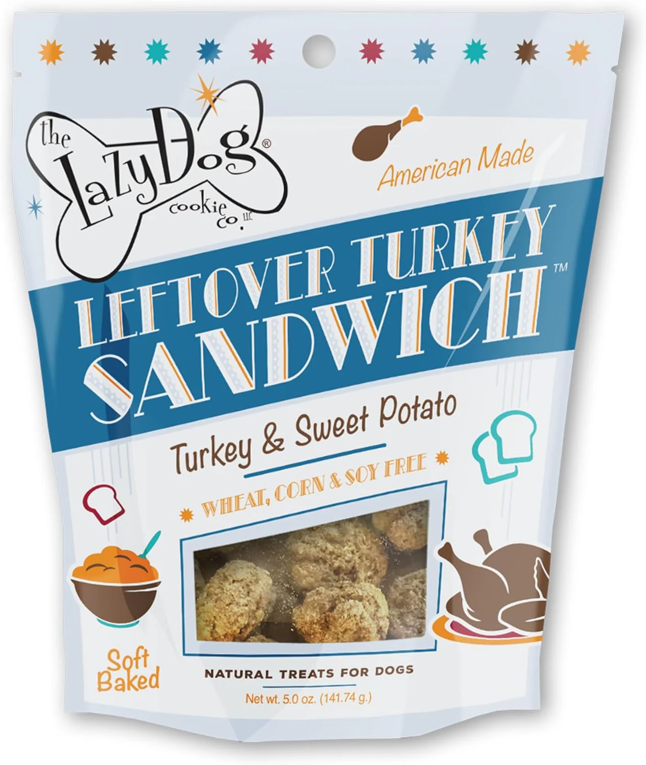 LAZYDOG LEFTOVER TURKEY SANDWICH TREAT 5oz (Turkey & Sweet Potato flavor) - Budpants