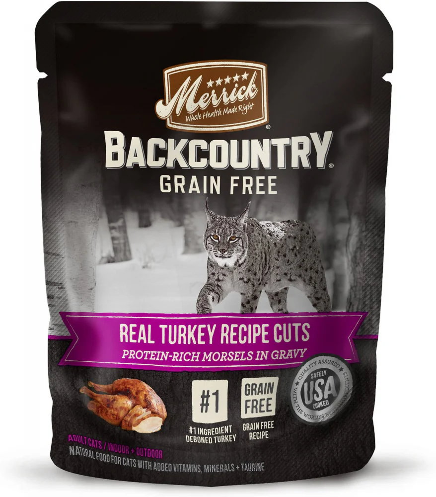 Merrick Backcountry Grain Free Real Turkey Cuts Recipe Cat Food Pouch - Budpants