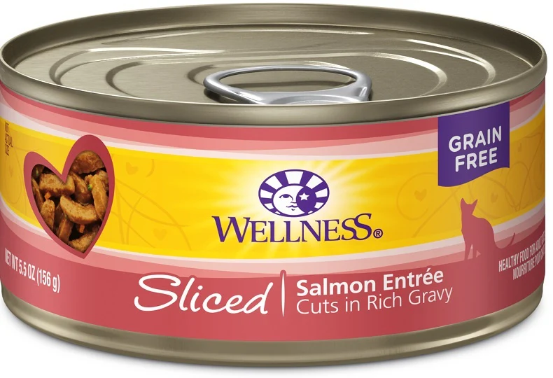 Wellness Grain Free Natural Sliced Salmon Entree Wet Canned Cat Food - Budpants