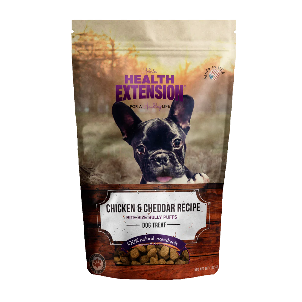 Health Extension Bully Puffs Chicken and Cheddar Dog Treats - Budpants