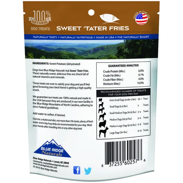 Blue Ridge Naturals Sweet Tater Fries Dog Treats - Budpants