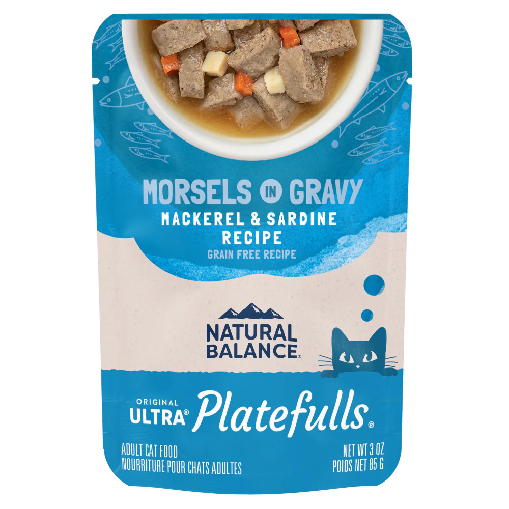 Natural Balance Original Ultra Platefulls Mackerel & Sardine Recipe Morsels in Gravy Wet Cat Food Pouches - Budpants