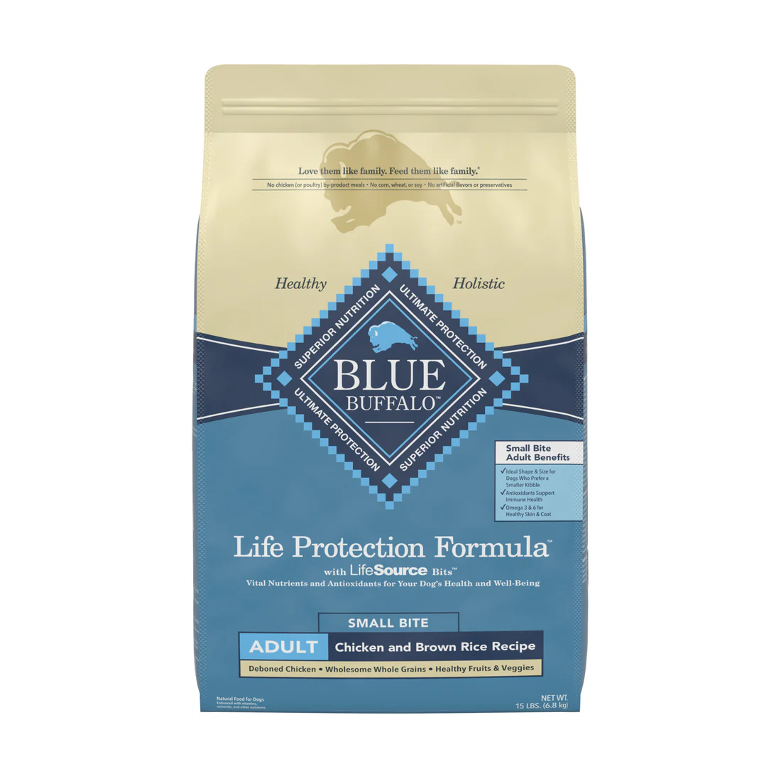BLUE DOG ADULT SMALL BITE CHICKEN 15LB - Budpants