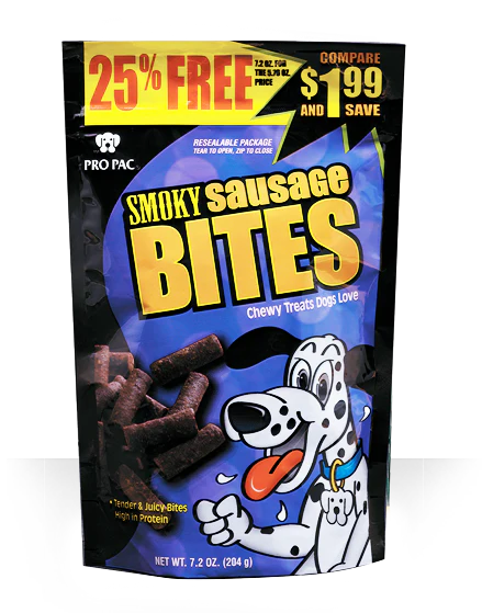 PRO PAC Smokey Sausage Bites Dog Treats - Budpants