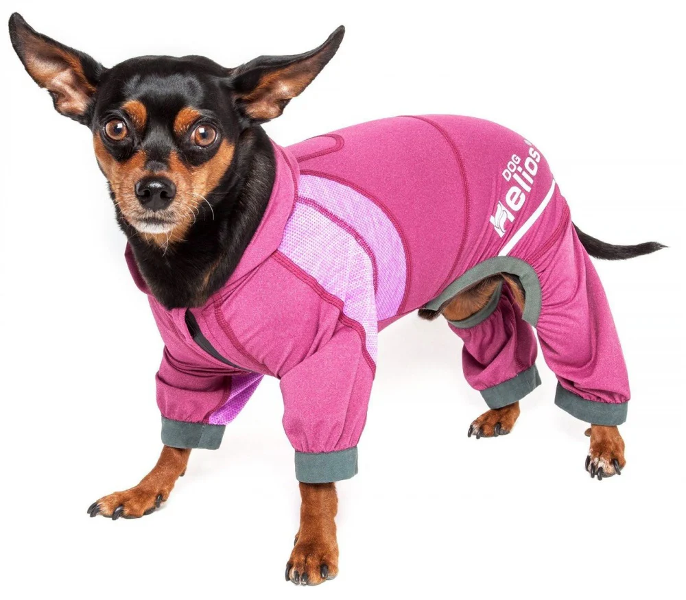 Pet Life Dog Helios Namastail Pink Full Bodied Performance Breathable Yoga Dog Hooded Tracksuit - Budpants