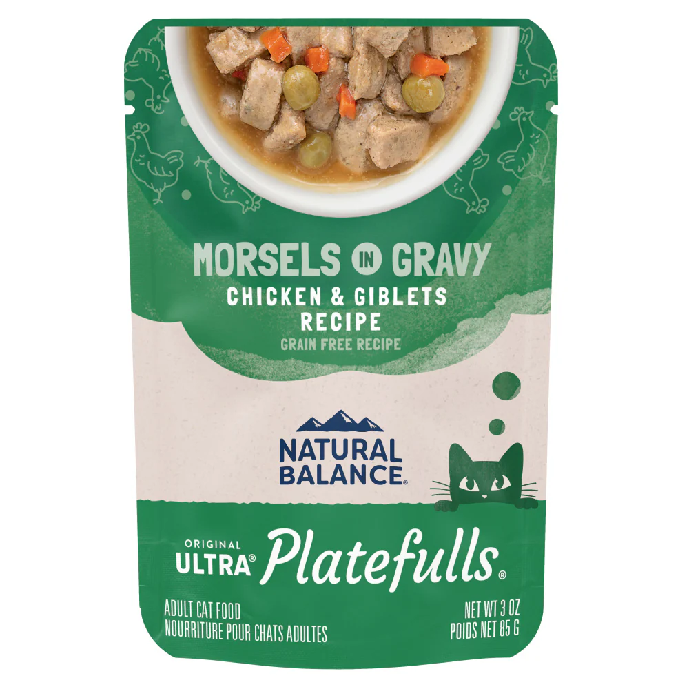 Natural Balance Original Ultra Platefulls Chicken & Giblets Recipe Morsels in Gravy Wet Cat Food Pouches - Budpants