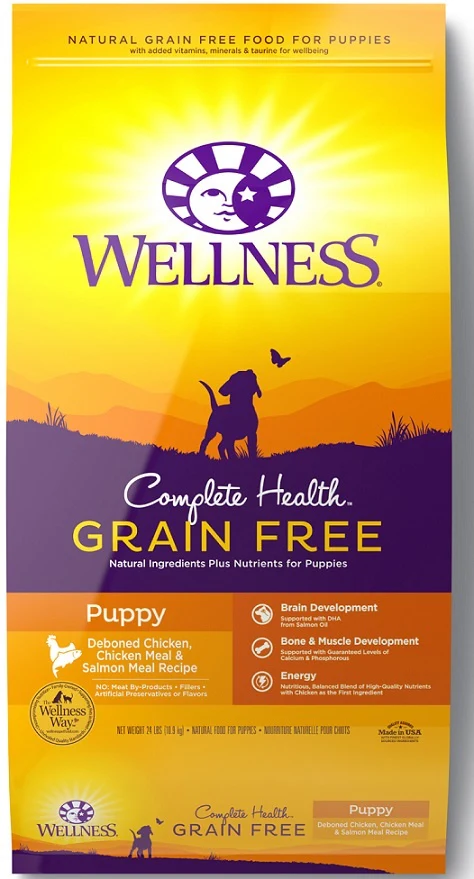 Wellness Complete Health Grain Free Puppy Deboned Chicken, Chicken Meal and Salmon Meal Recipe Dry Dog Food - Budpants