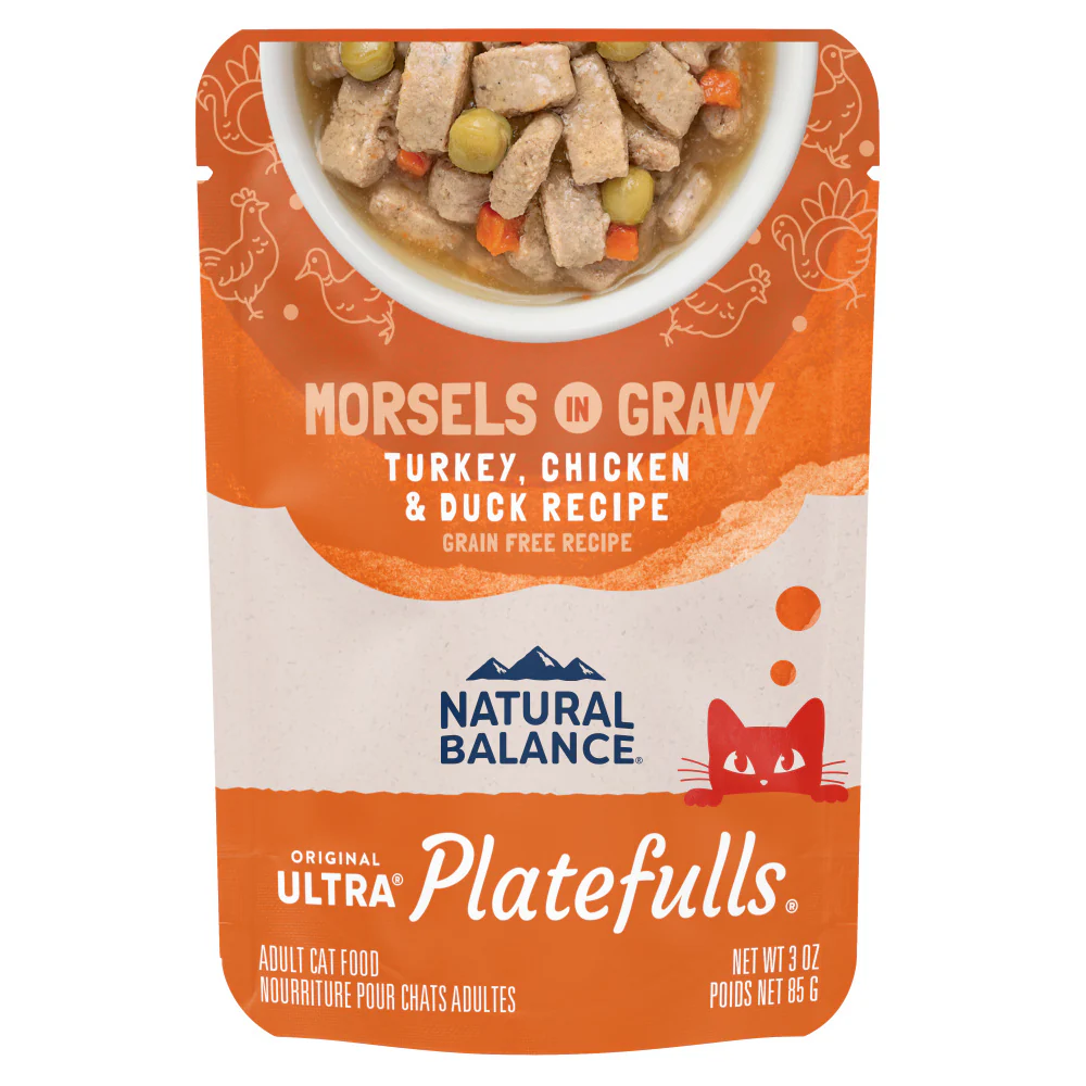 Natural Balance Original Ultra Platefulls Turkey, Chicken, & Duck Recipe Morsels in Gravy Wet Cat Food Pouches - Budpants