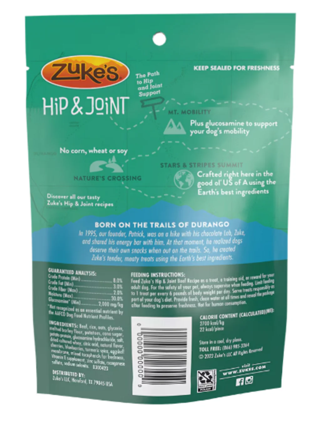 Zukes Hip Action Beef Dog Treats with Glucosamine and Chondroitin - Budpants