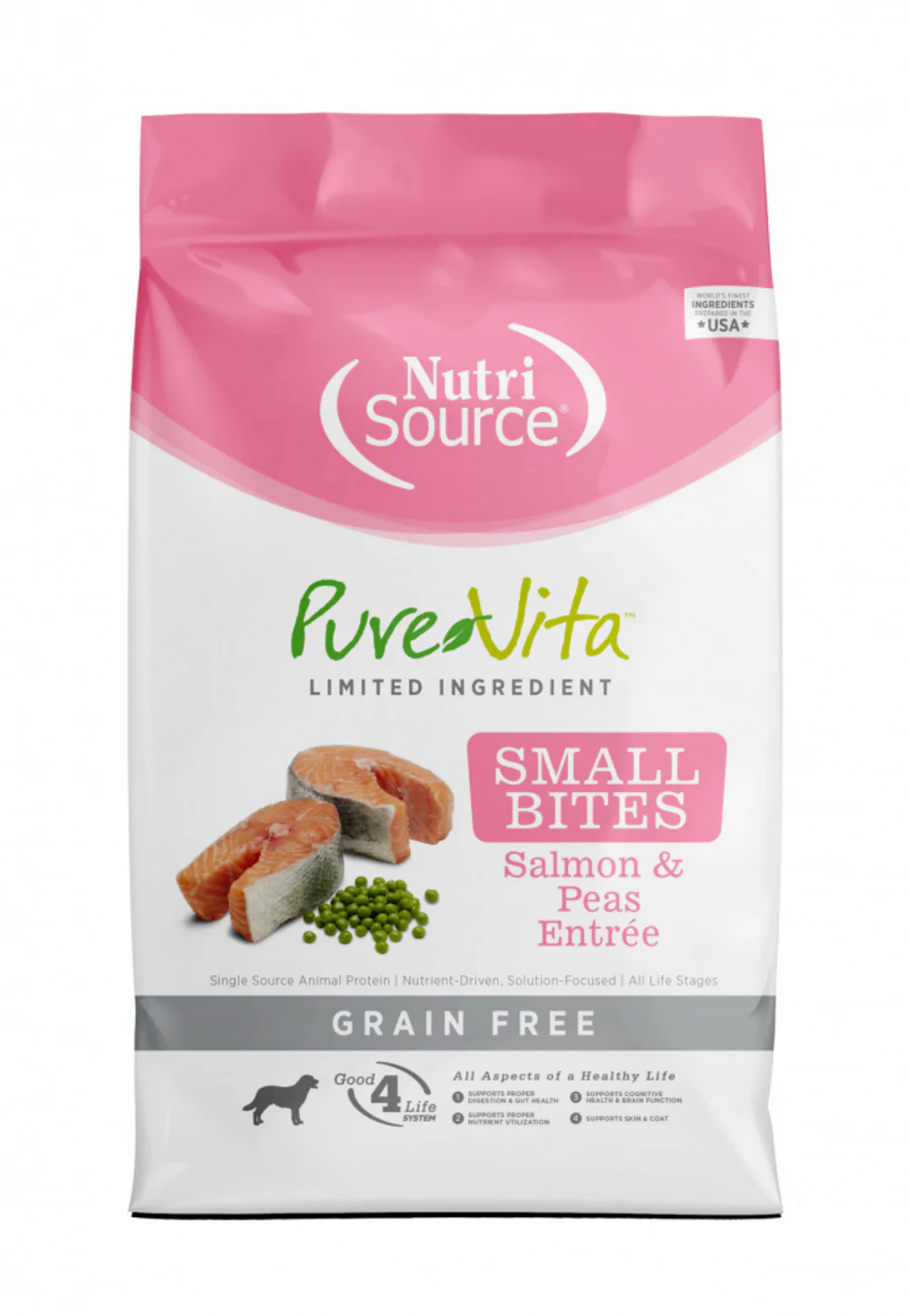 PureVita Small Bites Grain Free Salmon & Peas Recipe Dry Dog Food - Budpants