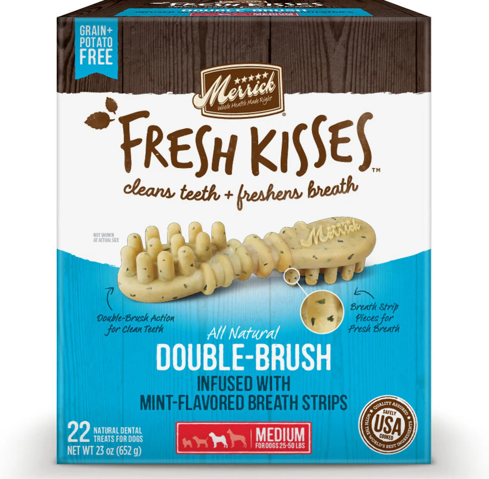 Merrick Fresh Kisses Grain Free Mint Breath Strips Medium Dog Treat Box - Budpants