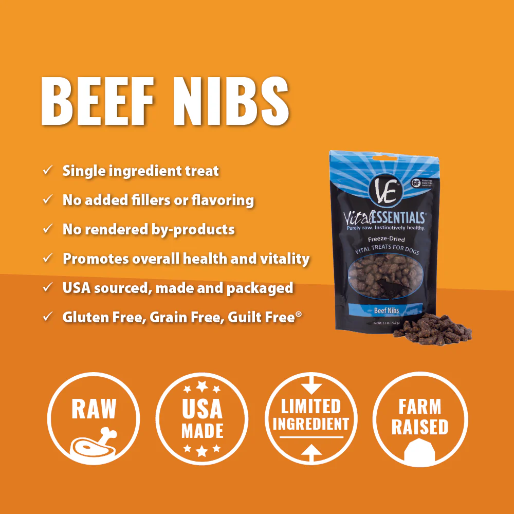 Vital Essentials Freeze Dried Beef Nibs Vital Treats for Dogs - Budpants