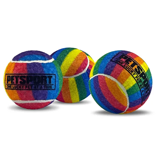 PETSPORT TUFF RAINBOW SQUEAK BALLS 2.5