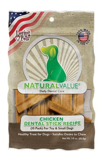 Loving Pets Natural Value Chicken Dental Sticks for Toy / Small (10 Pack) - Budpants