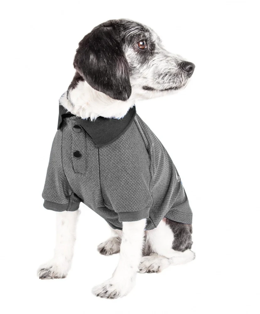 Pet Life Active Relax Stretch Fur Flexed Grey Polo Dog T-Shirt - Budpants