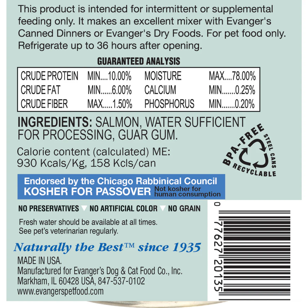 Evangers Grain Free Wild Salmon Canned Cat and Dog Food - Budpants