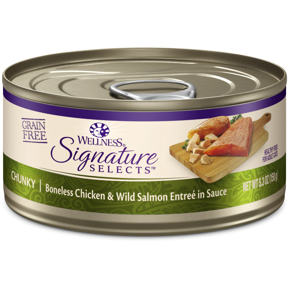 Wellness Signature Selects Grain Free Natural White Meat Chicken and Wild Salmon Entree in Sauce Wet Canned Cat Food - Budpants