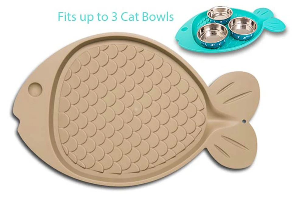 Loving Pets Bella Spill-Proof Fish Shaped Cat Mat - Budpants