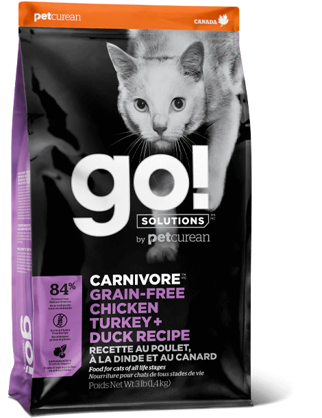 Petcurean GO! Solutions Carnivore Grain Free Chicken, Turkey, & Duck Recipe Dry Cat Food - Budpants