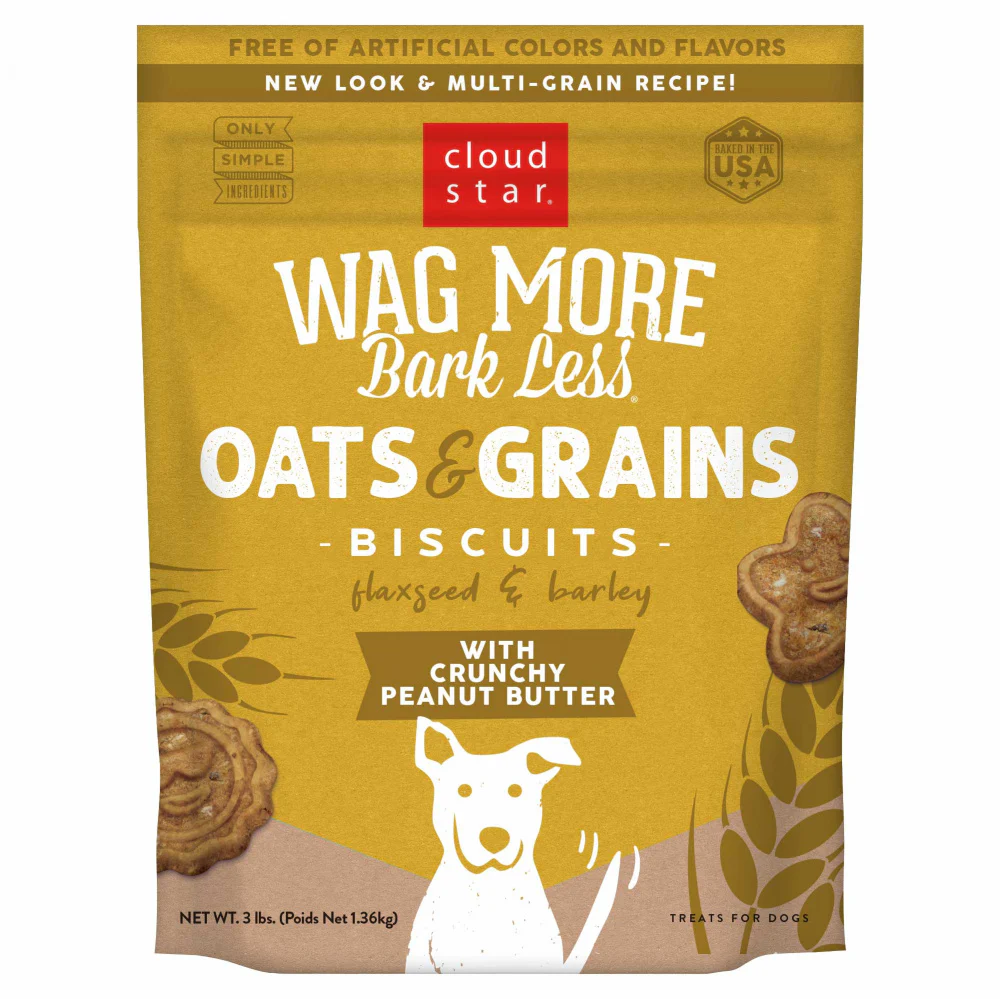 Cloud Star Wag More Bark Less Oats & Grains Crunchy Peanut Butter Dog Treats - Budpants