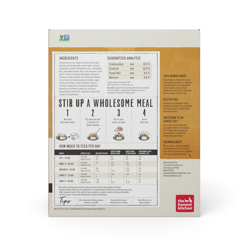 The Honest Kitchen Grain Free Veggie, Nut & Seed Recipe Dog Food Base Mix - Budpants